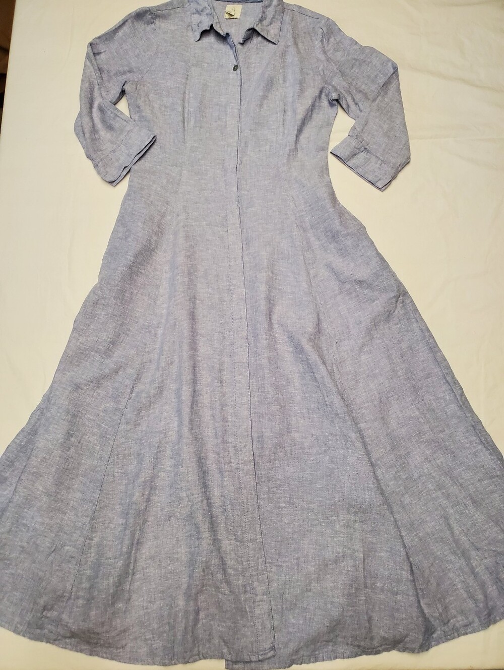 Joie Chambray Linen Blend Midi Shirtdress Button Front 3/4 Sleeve Size S